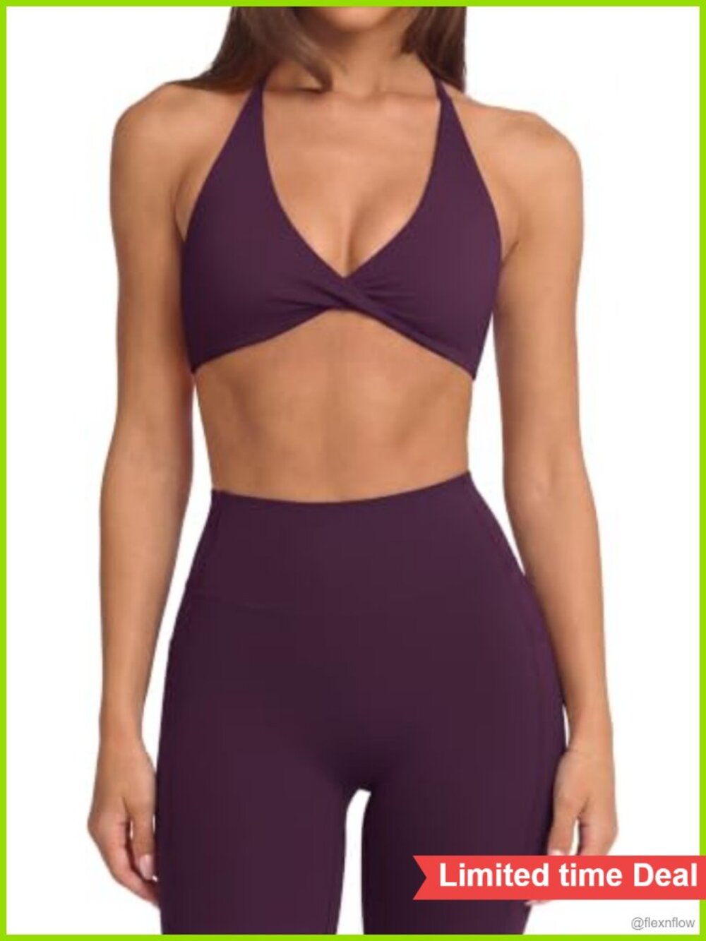 2 Piece Workout Set V Neck Sports Bra Yoga Leggings